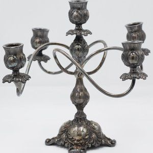 PAIRPOINT Antique Quadruple Plate 5 Candle Candelabra